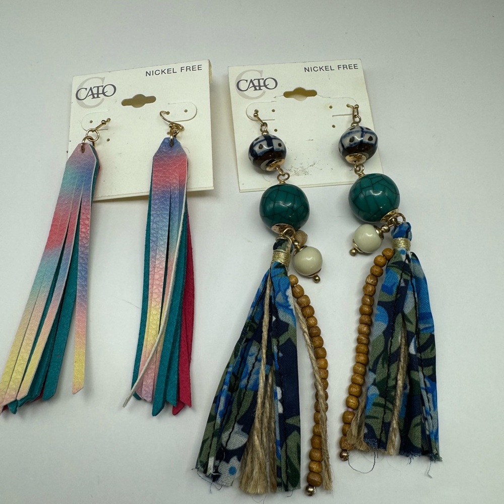 586-Cato Dangle Drop Earring Lot Of 2 Nickel Free Fun Fashion Style